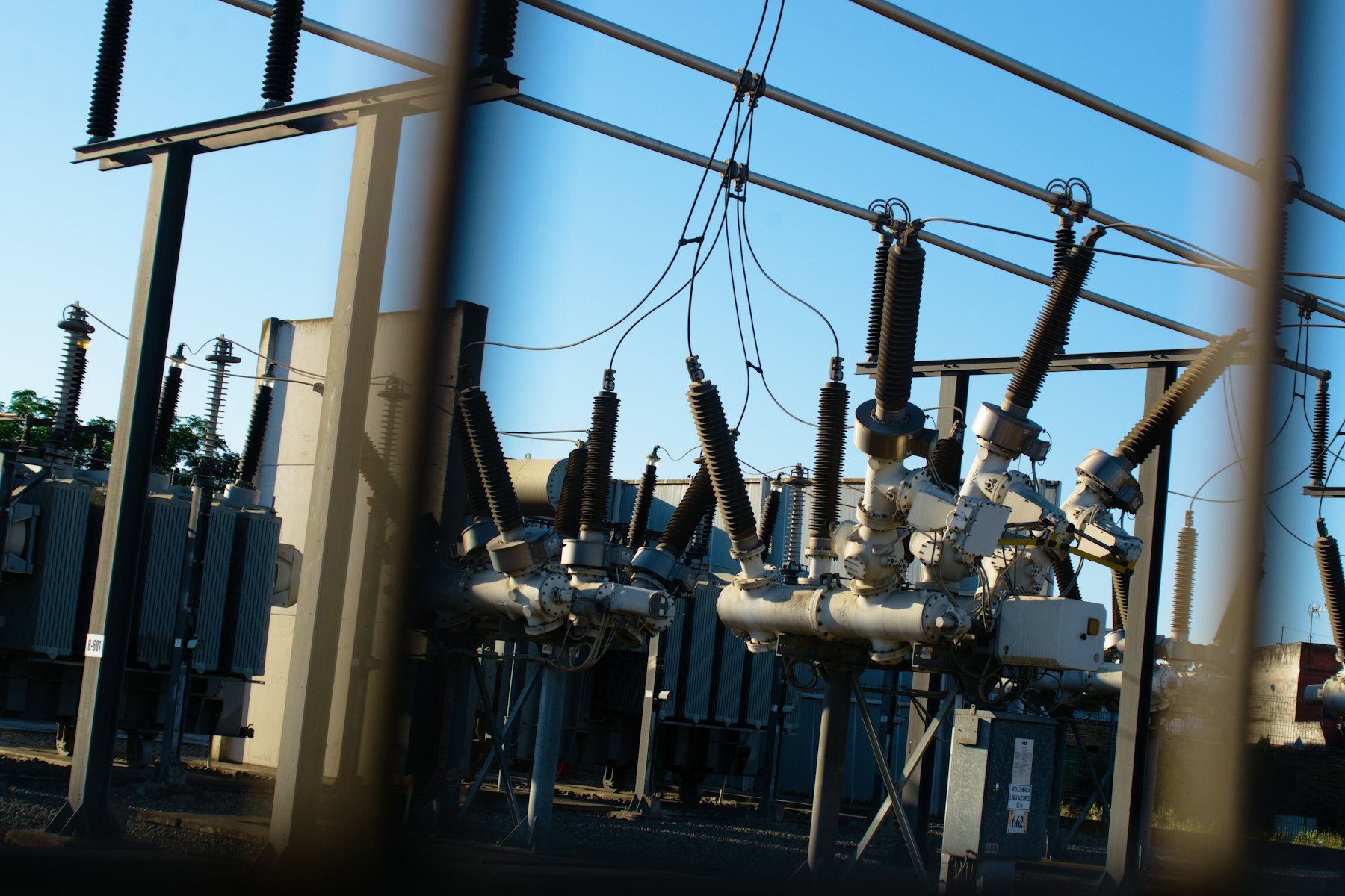Electrical substation with transformers and power lines
