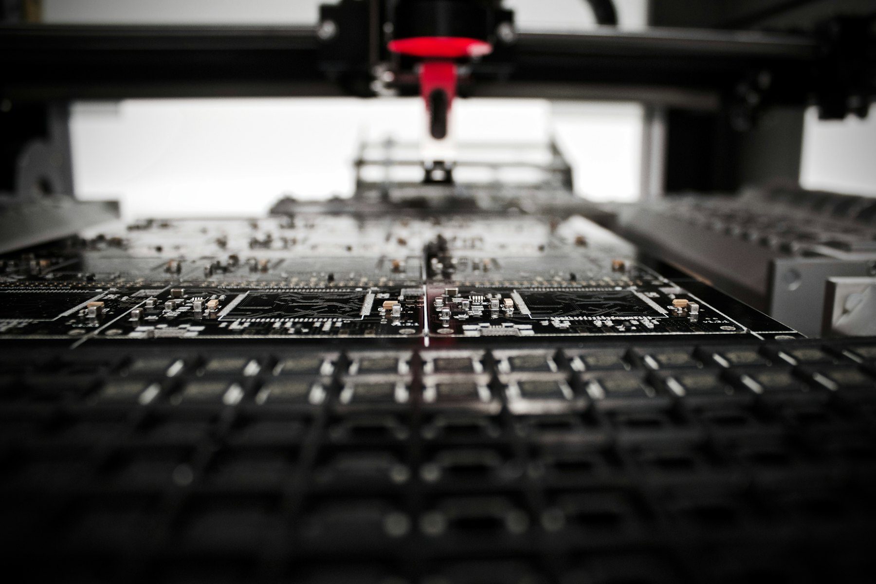 Pick-and-place machine positioning components on a circuit board