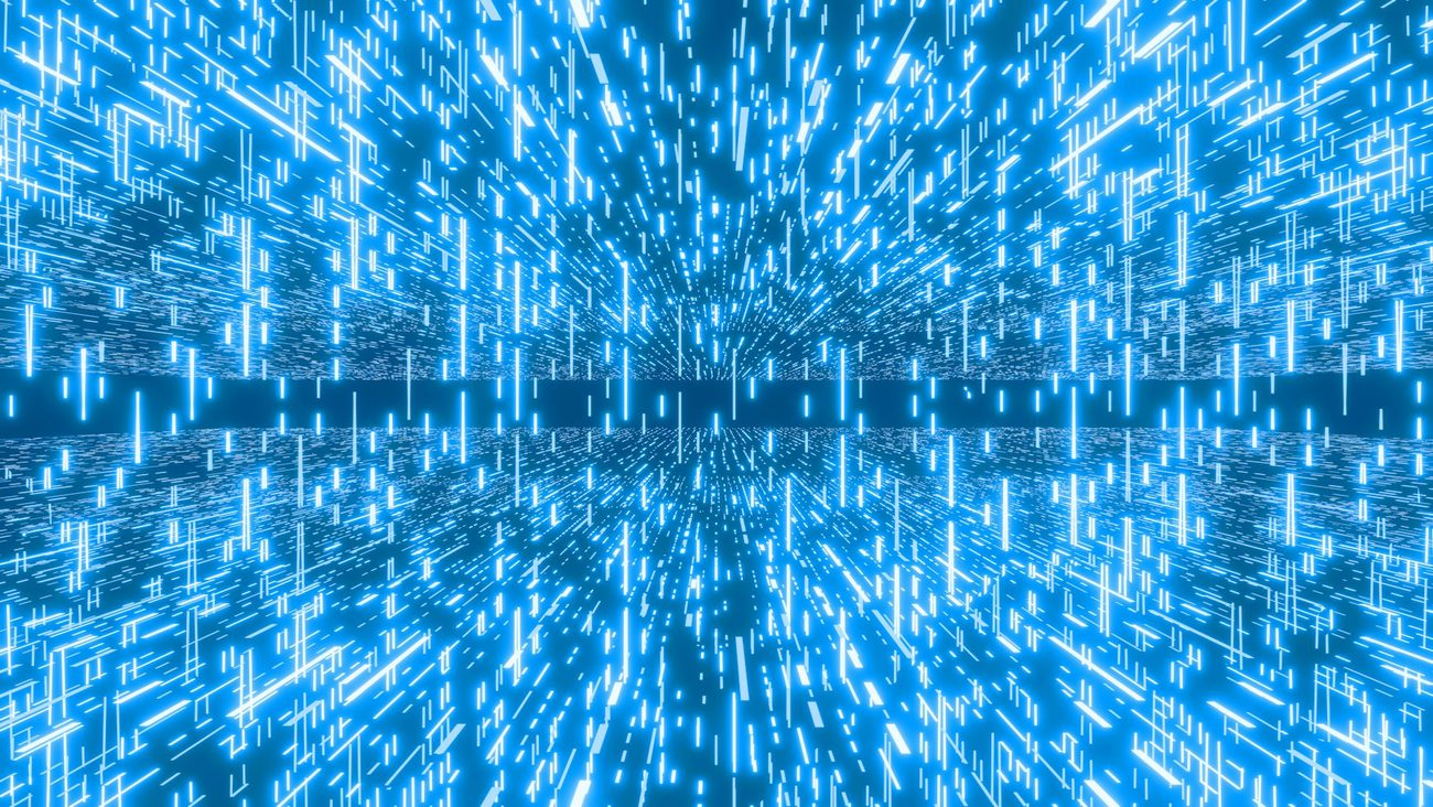 Abstract blue data lines forming a digital pattern